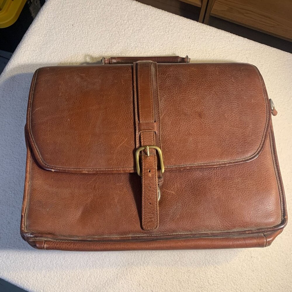 Aston Leather Briefcase Laptop Bag Made In USA READ